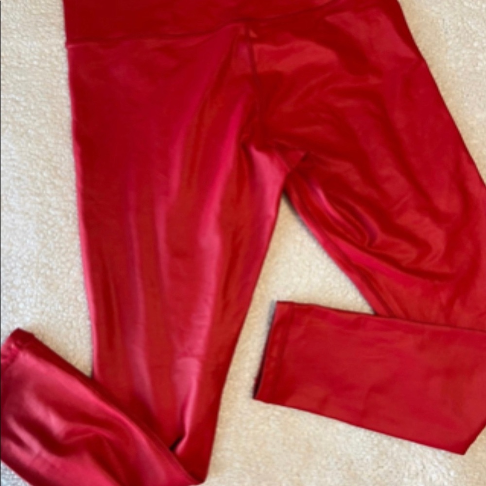 ZYIA red metallic leggings